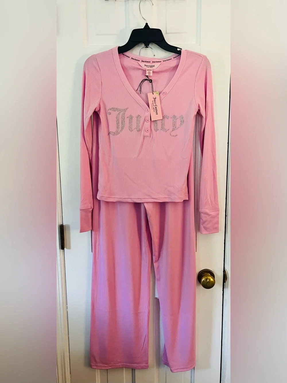 Juicy Couture Pink Rhinestone Logo Lounge Set w/ Pink JC Accessories NWT